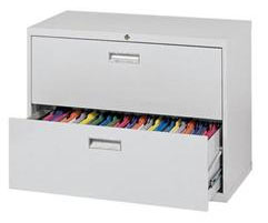 Lateral File Cabinet w/ Two Drawers & Metal Handle