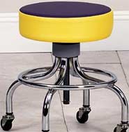 Chrome Base Stool w/ Multi-Color Top & Round Foot Ring