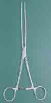 Doyen Intestinal Forceps, 9in Curved, Flexible Blades w/Longitudinal Serrations