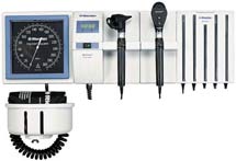 4003003-1563GUR-Otoscopes & Ophthalmoscope Diagnostic Station with Clock