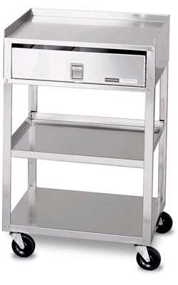Stainless Steel 2 Shelf Cart w/ Drawer