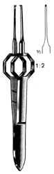 Foerster Eye Dressing Forceps, 3-3/4 in, Octagonal Grip, Straight, 1x2 Teeth, 0.5mm Wide