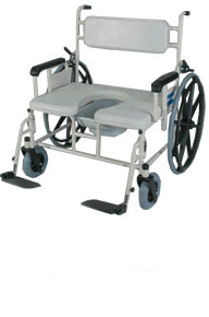 0025GEN-Bariatric Wheeled Shower Commode Chairs 24 in Wide Seat
