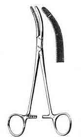 Heaney Hysterectomy Forceps, 8-1/4in, Heavy Pattern, Single Tooth, Curved