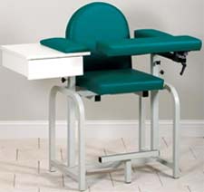 Extra-Tall Fully Padded Blood Drawing Chair w/ Flip Arm & Drawer