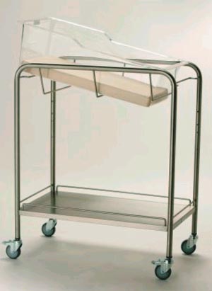 Stainless Steel Bassinet w/ Bottom Shelf & Rails