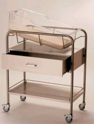 Stainless Steel Bassinet w/ Drawer & 12in Closed C