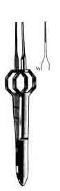 Foerster Eye Dressing Forceps, 3-3/4 in, Octagonal Grip, Straight, Smooth Tips, 0.5mm Wide