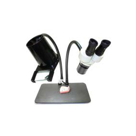 B2-DBLW-5X/10X scope on arm, plus Bend-e Lite and LiteLens on arm- table base