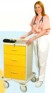 Aluminum - 3 Drawer Mini Isolation Cart w/ Key Lock, Two Tone