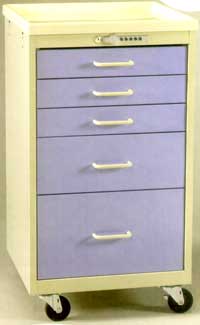 Steel - 5 Drawer Mini Cart w/ Push Button Lock