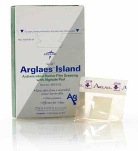 Arglaes Antimicrobial Barrier Film Dressing with Alginate Pad (Arglaes Island)
