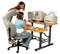 Two Shelf Adjustable Height Computer Workstations