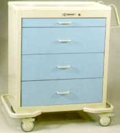 Aluminum - 4 Drawer Wide Cart w/ Key Lock, Two Toned