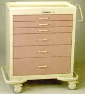 Aluminum -  6 Drawer Wide Cart w/ Push Button Lock
