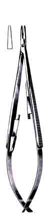 Castroviejo Needle Holder, w/ Lock, Straight, Straight, Smooth Jaws, 5-1/2
