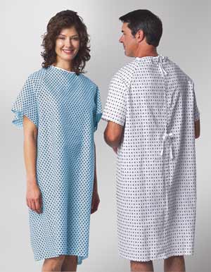 811110TDMDM-Patient Gowns, Standard Cut with Straight Back Closure