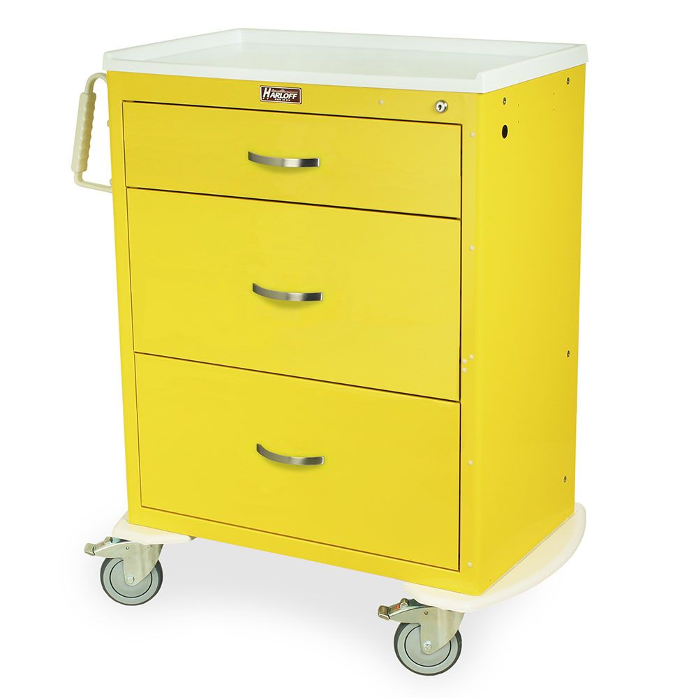 Tall Isolation Cart Standard Width w/Key Lock & 3 Drawers