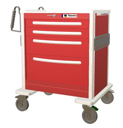 Aluminum STD Short ER Crash Cart 4 Drawers  Lever Lock