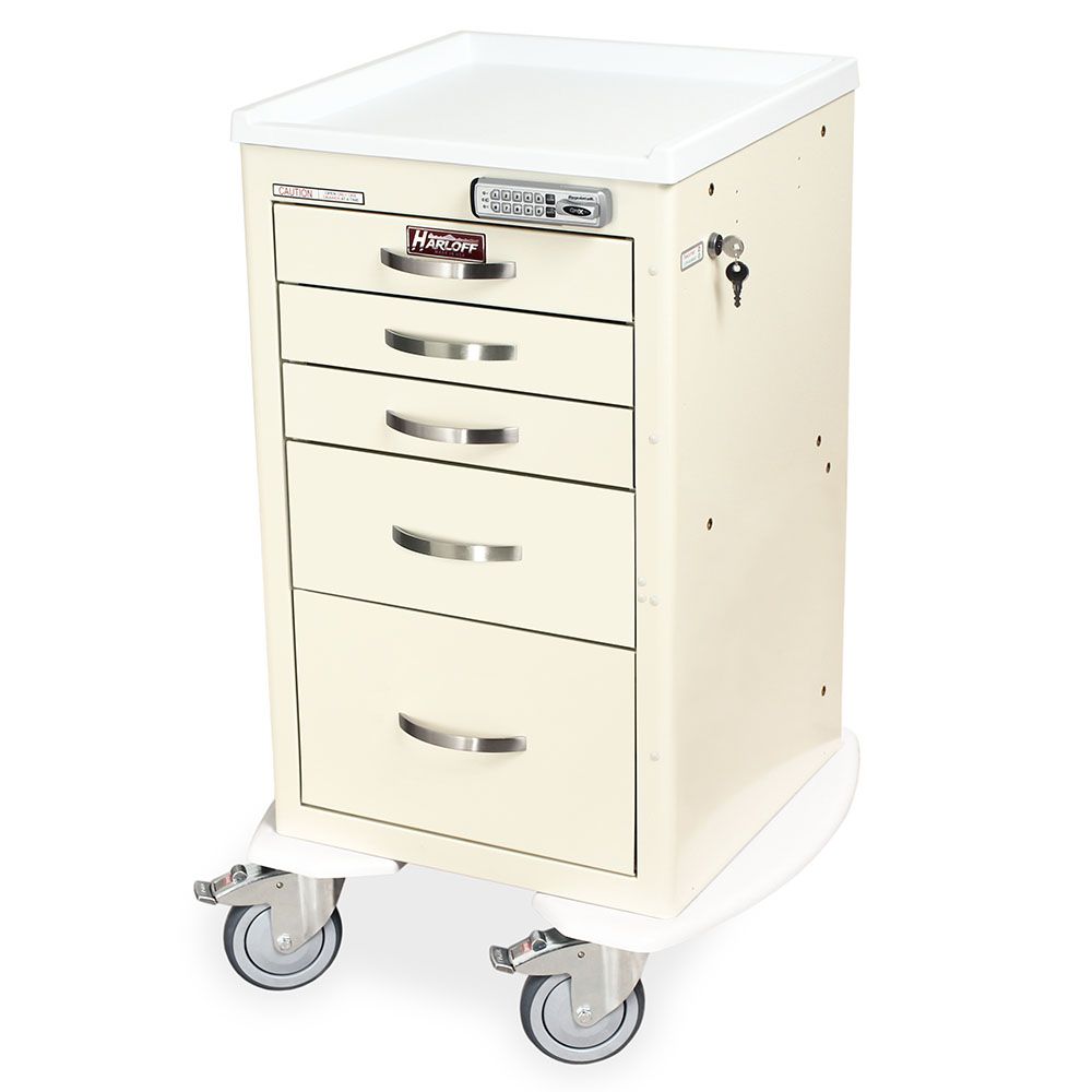 Short Isolation Cart Mini Width wKey Lock  5 Drawers