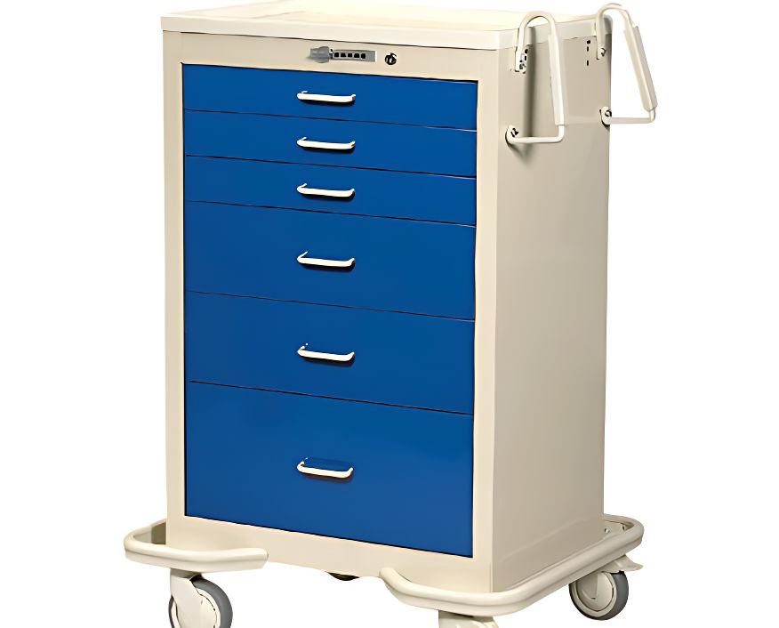 Aluminum ANS Cart w/ Push Button Lock, Key Override & 6 Drawers