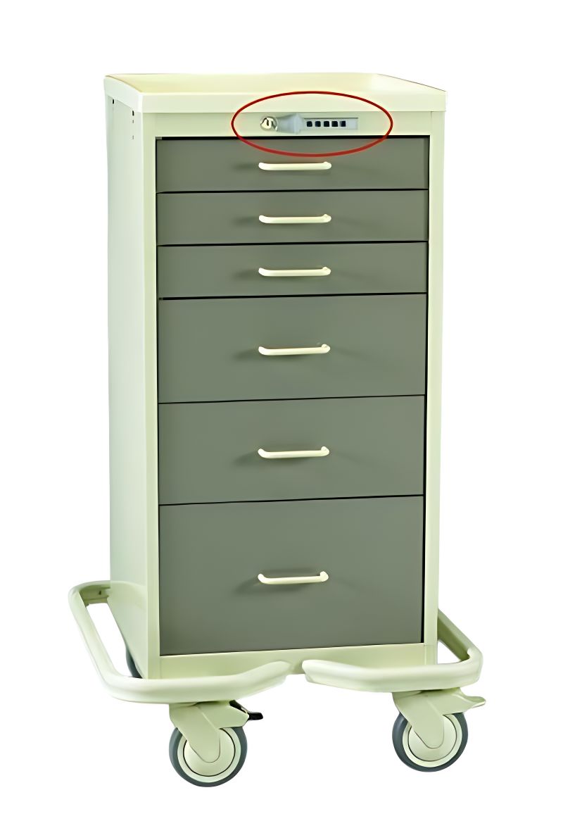 6 Drawer Aluminum Tower w/ Push Button Lock