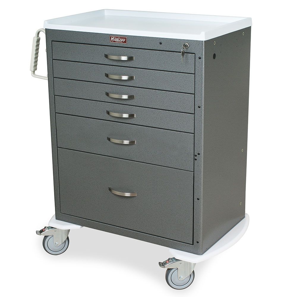 Tall Medical Standard Width Cart wKey Lock  6 Drawers