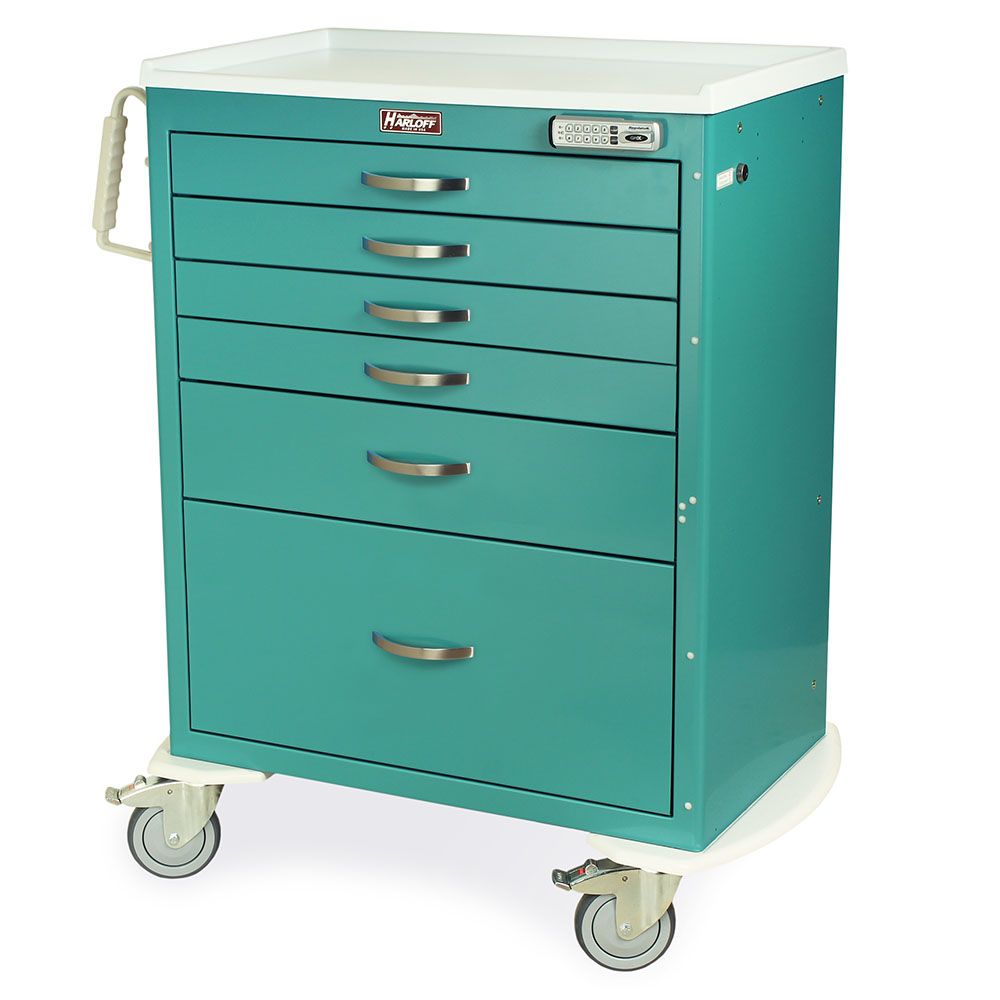 Tall Procedure Standard Width Cart E-Lock  6 Drawers