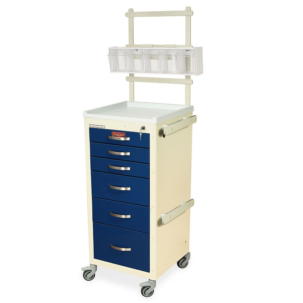 Tall Anesthesia Mini Width Cart wANS Pkg Key Lock  6 Drawers