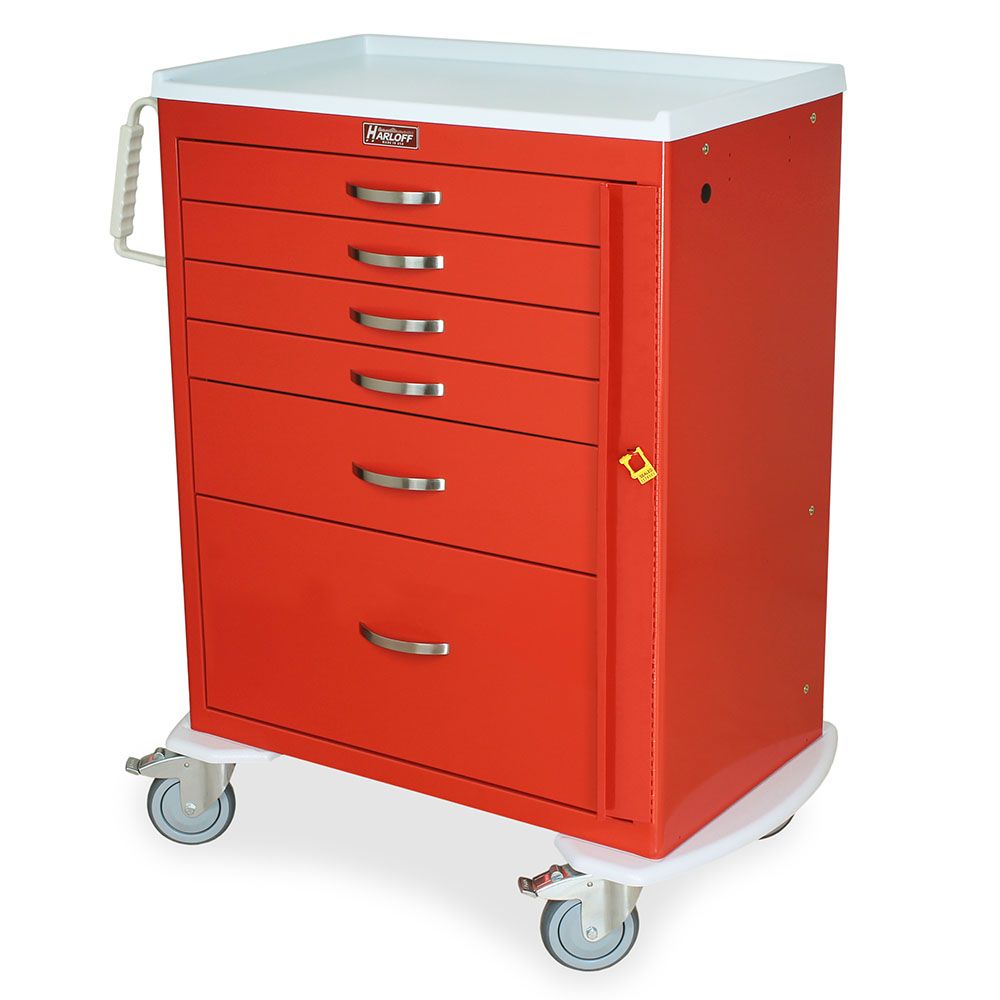 Tall Emergency Standard Width Cart w/ Breakaway Lock & 6 Drawers