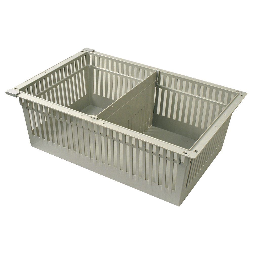 8in MedStor Max Plastic Bin Tray w/ 1 Short Divider