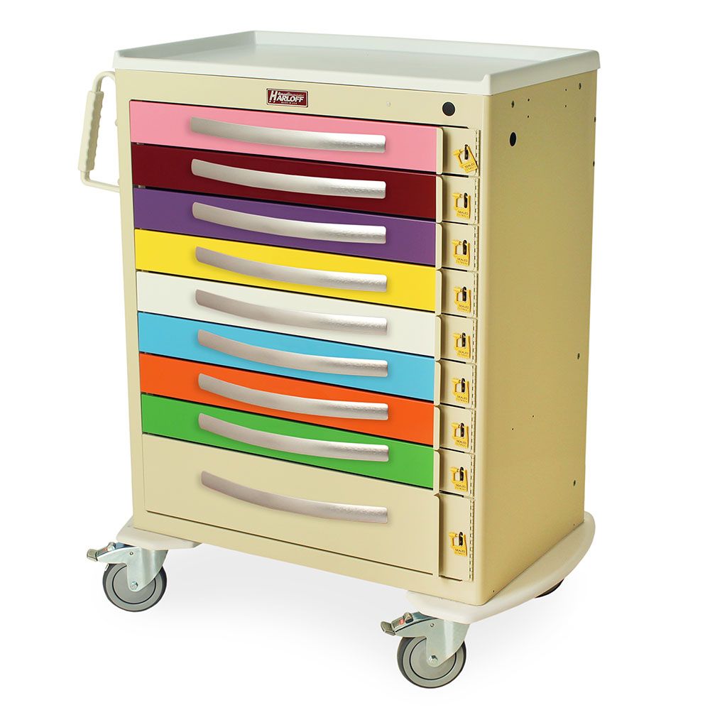 Lightweight Aluminum Pediatric Cart Breakaway Lock  9 Drawers