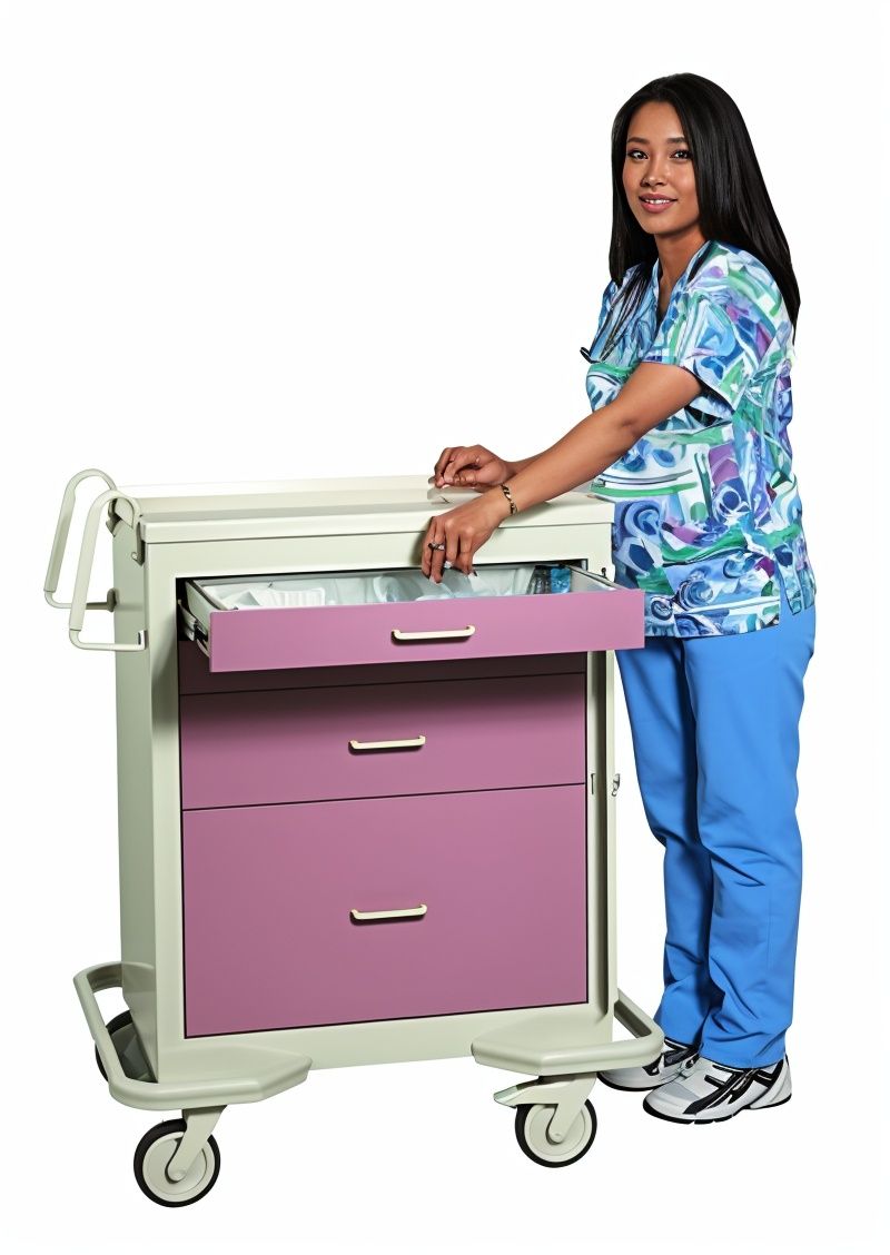 Aluminum STD Emergency Crash Cart w/ Breakaway Lock & 4 Drawers