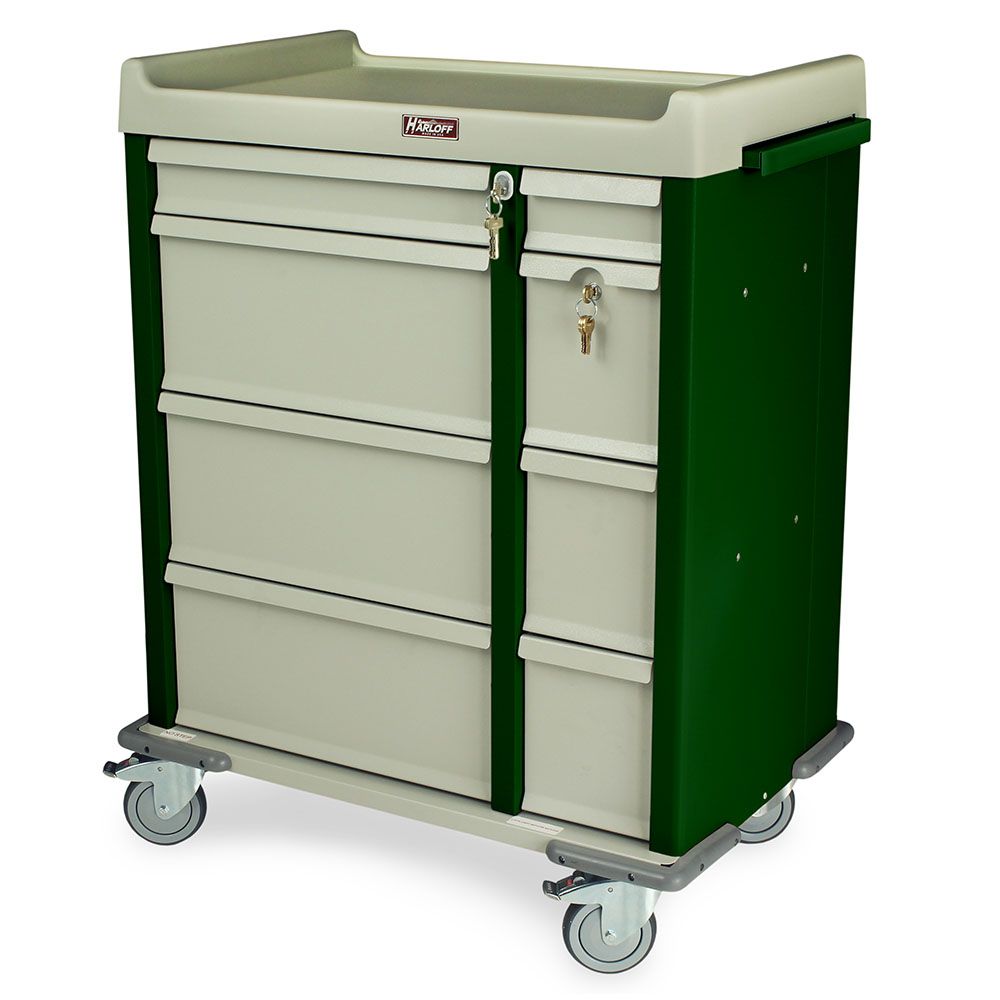 600 Punch Card Capacity Aluminum Medication Cart w/ Key Lock