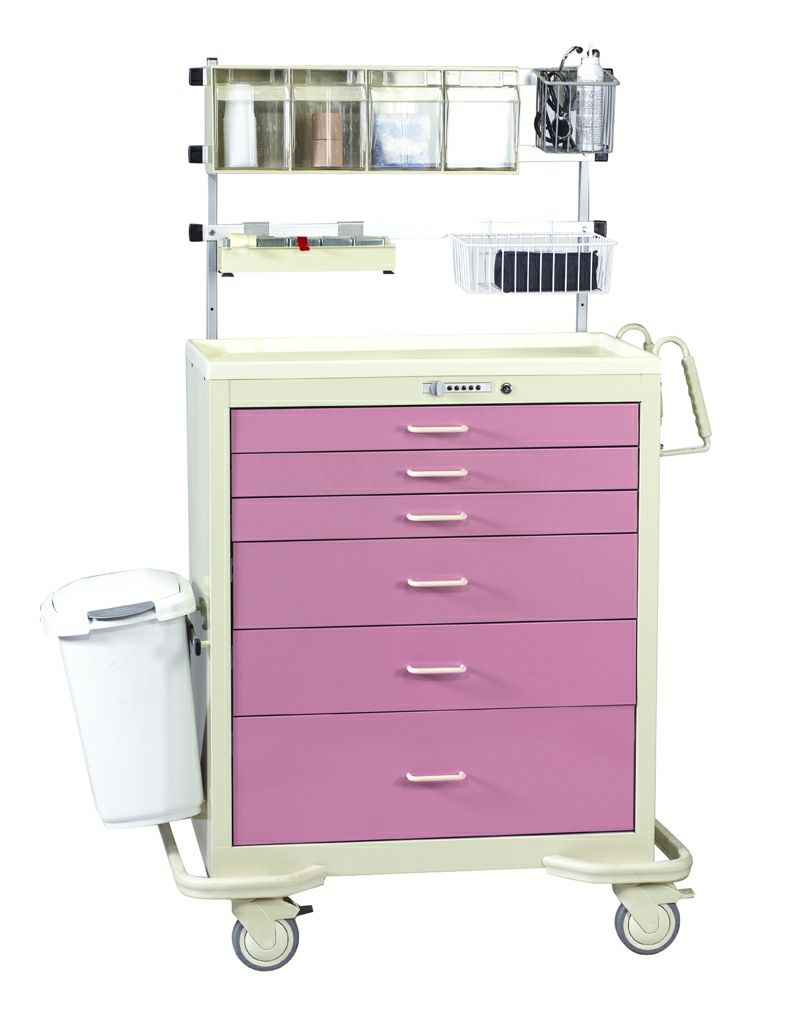 Aluminum Wide Medication Cart w/ Push Button Lock