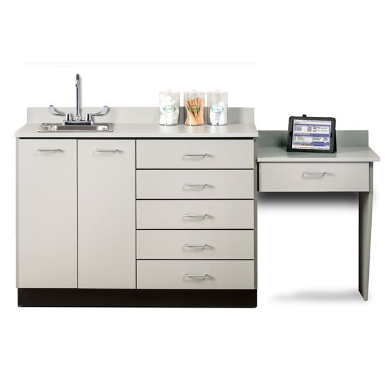 Base Cabinet Set w/ 2 Doors, 5 Drawers and Wall Mount Desk