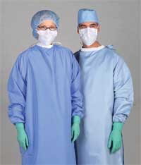 Blockade Surgeons Gown X-Large Ceil Blue Snap Neck Back Closure