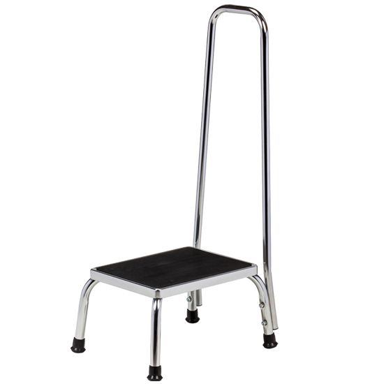 Chrome Plated Step Stool With Handrail