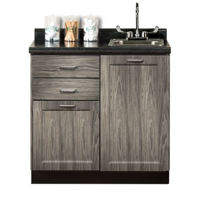 Designer Wood Grain 36in Base Cabinet w/ 2 Doors, 2 Drawers