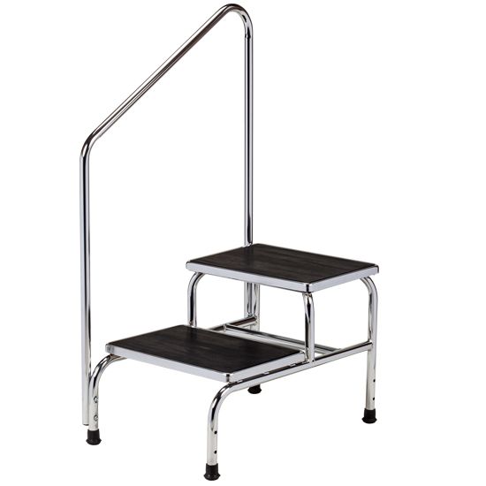 Heavy Duty, Chrome Plated Step Stool w/ Handrail