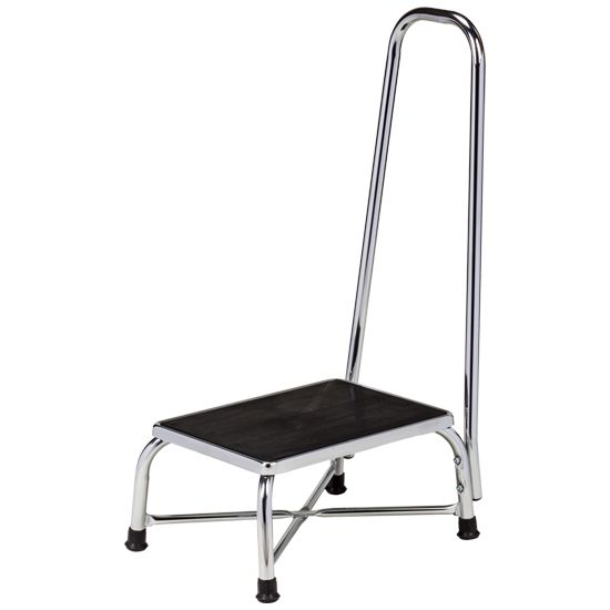 Chrome Step Stool Handrail Large Top  X-Brace Base