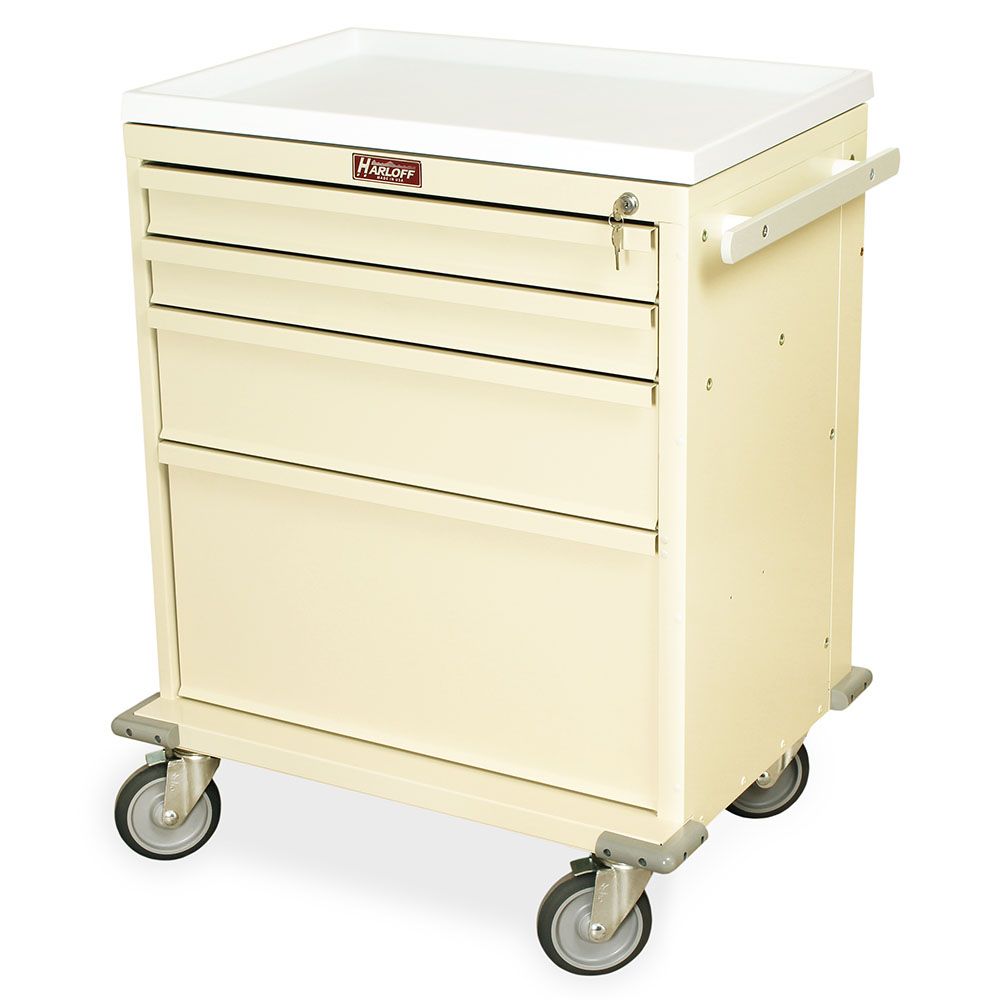 Short Medical Treatment Cart Key Lock  4 Drawers