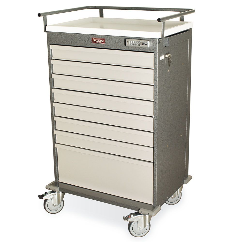 Medication Box Cart wPushbutton Lock  Key Lock Override