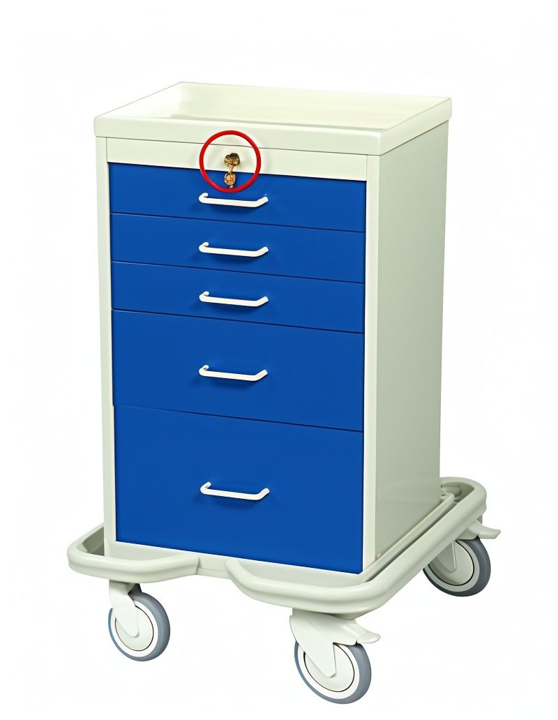 Aluminum Mini Medical Tower Cart w/ Key Lock & 5 Drawers