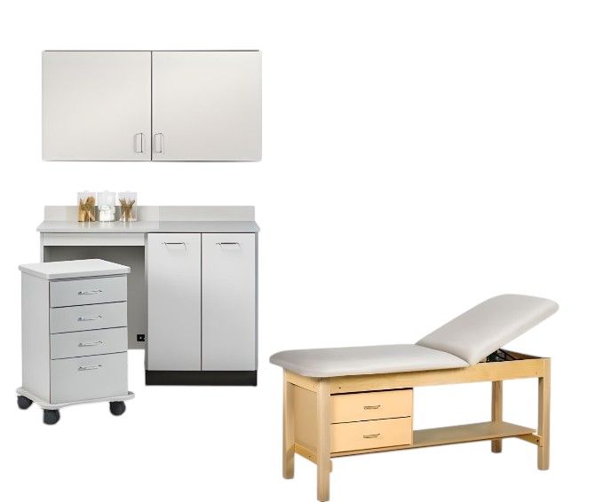 Nurse Room Ready Package with Table, Cabinets and Crash Cart