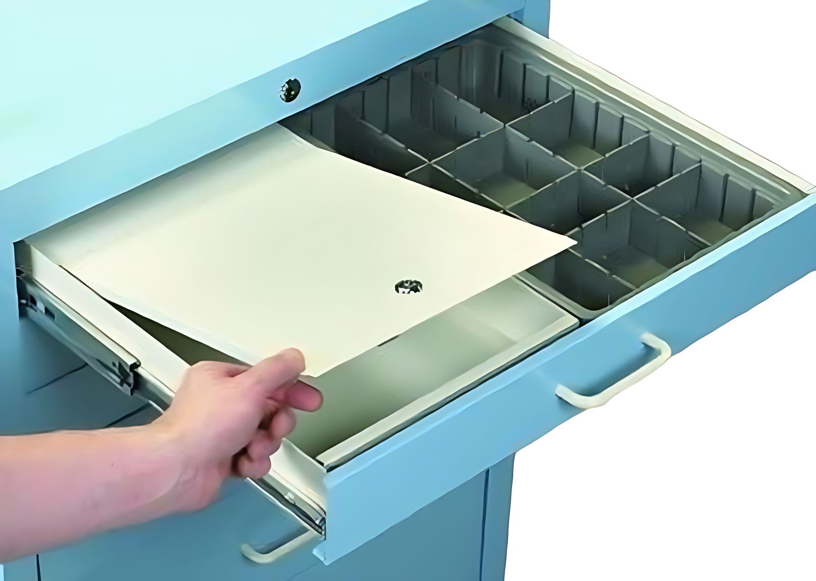 Medical Cart Accessory Drawer Security Box wKey Lock 3in