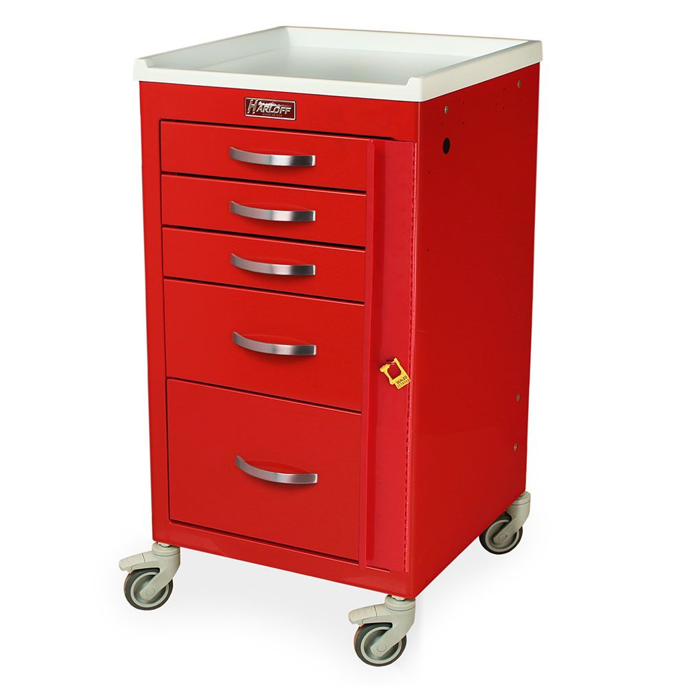 Short Emergency Mini Width Cart Breakaway Lock  5 Drawers