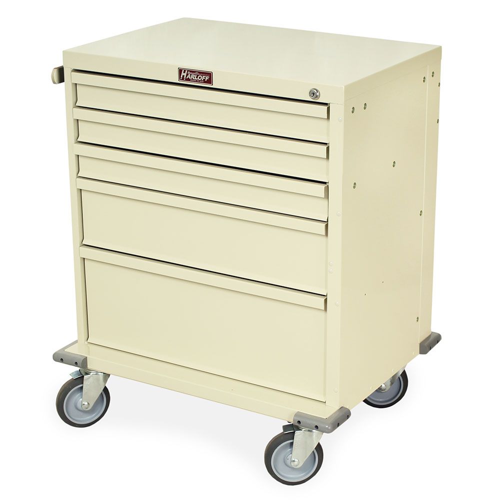 Short Procedure Treatment Cart w/ Key Lock & 5 Drawers