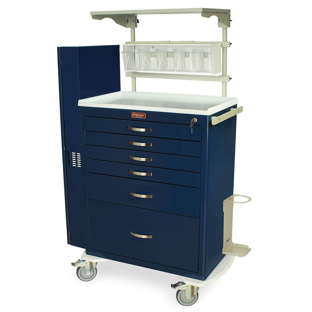 Tall Treatment Crash Cart w/Airway Pkg., Key Lock & 6 Drawers