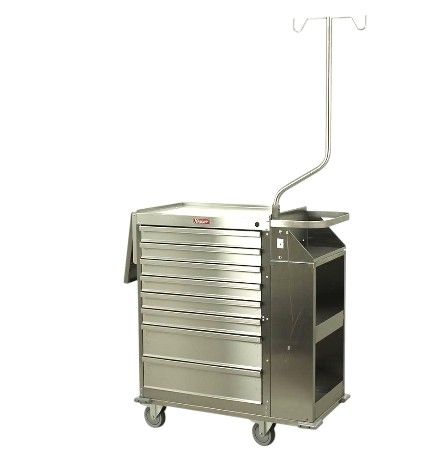 Stainless Steel Cast Cart w/ Deluxe Pkg & 8 Drawers